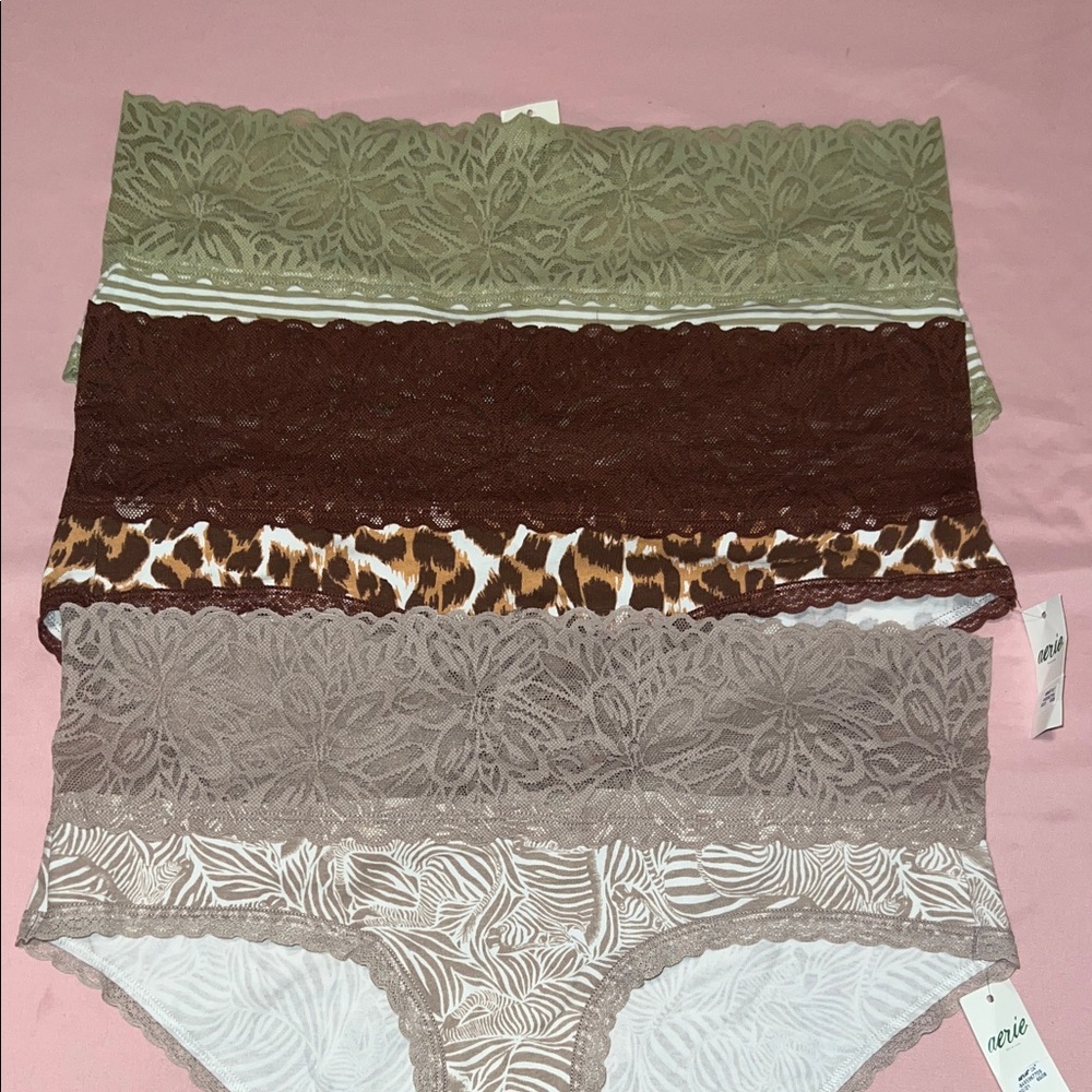 Aerie Women's Lace Panty Set - Olive, Chocolate, Leopard, Taupe
